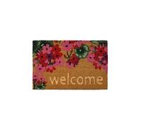 Paillasson Welcome floral en PVC et fibres de coco Home - 60 x 40 cm