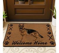 Paillasson « Welcome Home » avec motif de pattes marron, style rustique, respectueux des animaux, antidérapant, absorbant la poussière, facile d'entretien, 73,6 x 43,2 cm