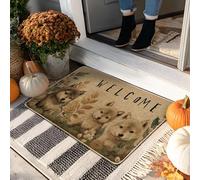 Paillasson Welcome Wolf Pup, beige automne, tapis de sol pour intérieur et extérieur, décoration de ferme, tapis avant antidérapant en caoutchouc résistant à la poussière, facile à nettoyer, 73,6 x