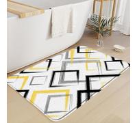 Paillasson Yellow Gray Modern Abstract Geometric Black Yellow Gray Plaid Simple Minimalist Antidérapant Paillasson Interieur Absorbant Tapis D'Entrée pour Balcon Jardin Couloir 40X60 CM