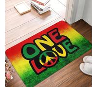 Paillassons de Porte d’entrée du Drapeau du Lion Jamaïque Rasta Anti-dérapant pour l’extérieur à séchage Rapide Tapis de Reggae jamaïcain Sol Tapis d’entrée de Salle de Bain Moquette 3D-40x60cm