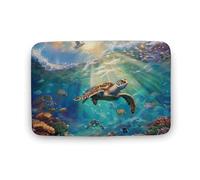 Paillassons De Porte Océan Tortues Marines Corail Poissons Tropicaux Goélands Tapis De Douche Doux Tapis De Bain Lavable en Machine Paillasson Intérieur pour Porte Baignoire Couloir 40X60Cm