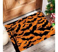 Paillassons Intérieur Chauve-Souris Au Coucher Du Soleil, Tapis Souples Lavables Halloween Simple, Paillasson Absorbant Antidérapant À Profil Bas Pour Entrée Porte Avant Chiens, 60X90Cm Orange Noir