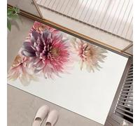 Paillassons Intérieur Dahlia Dégradé 3D, Tapis Souples Lavables Plante Élégante, Paillasson Absorbant Antidérapant À Profil Bas pour Entrée Porte Avant Chiens, 80X120Cm Crème