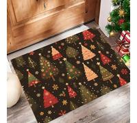 Paillassons Intérieur Flocon De Neige, Tapis Souples Lavables Plantes Rétro, Paillasson Absorbant Antidérapant À Profil Bas pour Entrée Porte Avant Chiens, 40X60Cm Sapin De Noël Vert Foncé