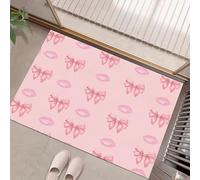 Paillassons Intérieur Joli Nœud, Tapis Souples Lavables Graffiti sur Les Lèvres, Paillasson Absorbant Antidérapant À Profil Bas pour Entrée Porte Avant Chiens, 90X150Cm Rose Blush