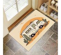 Paillassons Intérieur Mignon Camping-Car, Paillassons Souples Lavables en Machine Soleil Cactus, Paillasson Beige Clair Absorbant à Profil Bas pour Porte Arrière Avant 90 x 150 cm