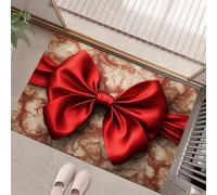 Paillassons Intérieur Nœud en Soie 3D, Tapis Souples Lavables Ondulation Élégante, Paillasson Absorbant Antidérapant À Profil Bas pour Entrée Porte Avant Chiens, 60X90Cm Rouge Foncé