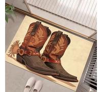 Paillassons Intérieur, Paillassons Bottes Cow-Boy Lavables en Machine, Paillasson Absorbant Antidérapant À Profil Bas Rétro pour Entrée, Porte Arrière Avant, Animaux Domestique, 40 X 60 Cm Beige