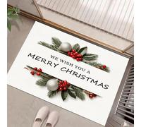 Paillassons Intérieur, Paillassons Éléments Noël, Paillasson Absorbant Antidérapant À Profil Bas Feuilles Simples pour Entrée, Porte Arrière Avant, 60 X 90 Cm Blanc
