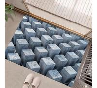 Paillassons Intérieur, Paillassons Géométrie 3D Lavables en Machine, Paillasson Absorbant Antidérapant À Profil Bas Art Abstrait pour Entrée, Porte Arrière Avant, Animaux Domestique, 45 X 75 Cm Gris