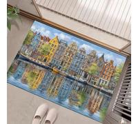 Paillassons Intérieur, Paillassons Maisons Colorées Lavables en Machine, Paillasson Absorbant Antidérapant À Profil Bas Rivière Urbaine pour Entrée, Porte Arrière Avant, 50 X 80 Cm Couleurs Mélangées