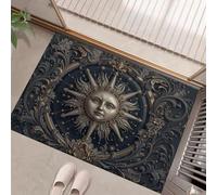 Paillassons Intérieur, Paillassons Visage Soleil Rétro Lavables en Machine, Paillasson Absorbant Antidérapant À Profil Bas Éléments du Tarot pour Entrée, Porte Arrière Avant, 45 X 75 Cm Bronze