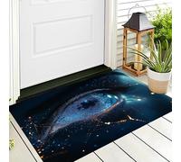 Paillassons Intérieur,Souples Lavables en Machine,Paillasson Absorbant Antidérapant À Profil Bas pour Entrée,Porte Arrière Avant,Yeux Étoilés l'art du Futur 80X120Cm Bleu-Noir