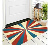 Paillassons Intérieur,Souples Lavables en Machine,Paillasson Absorbant Antidérapant À Profil Bas pour Entrée,Porte Arrière Avant,Rayons De Soleil Art Cyberpunk 50X80Cm Rouge Bleu