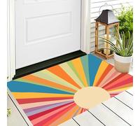 Paillassons Intérieur,Souples Paillasson Absorbant Antidérapant À Profil Bas pour Entrée,Porte Arrière Avant,Rayons De Soleil Illustration Géométrie 40X60Cm Couleurs De l'arc-en-Ciel