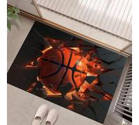 Paillassons Intérieur Thème Basket-Ball 3D, Tapis Souples Lavables Mur Fantastique, Paillasson Absorbant Antidérapant À Profil Bas pour Entrée Porte Avant Chiens, 90X150Cm Orange Brûlé