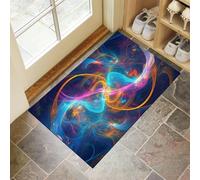 Paillassons pour entrée 50 x 80 cm Tapis de Porte L'Espace Extra-Atmosphérique Interieur et Extérieur Tapis Flux D'Énergie Antidérapant Absorbant, Facile à Nettoyer pour Couloir Chambre Cuisine, Bleu