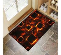 Paillassons pour entrée 50 x 80 cm Tapis de Porte Technologie Du Futur Interieur et Extérieur Tapis Blocs Lumineux Antidérapant Absorbant, Facile à Nettoyer pour Couloir Chambre Cuisine, Orange Foncé