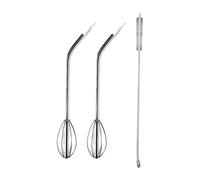 Paille à fouet - Paille à cocktail en métal réutilisable avec brosse de nettoyage, pour gobelet, café de voyage, Noël chaud et froid, en acier inoxydable, pour mélanger des boissons lisses