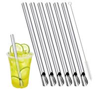 Paille à Milkshake en acier inoxydable, ensemble de pailles à boire pour thé au lait perlé avec brosse, jus de fruits, Cocktail, accessoires de Bar, 2/3/6 pièces 6pcs rainbow
