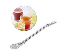 Paille de filtre d'acier inoxydable, paille filtrée de paille de gourde de thé de yerba mate de cuillère à café de paille réutilisable argentée