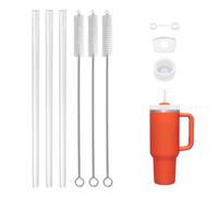 Paille de rechange pour gobelet Stanley Quencher de 887 ml, 1200 ml, brosse de nettoyage pour paille pour Stanley, plus bouchon anti-déversement en silicone pour Stanley Quencher H1.0/H2.0 (blanc,