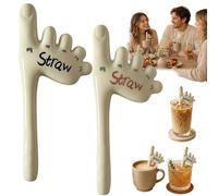 Paille en céramique réutilisable faite à la main, en forme de bâton de boisson, paille avec pouce haut, la façon la plus étrange de siroter votre boisson, cadeau humoristique sombre pour les amateurs