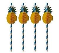 Paille en papier 'Ananas', 200 mm, bleu/blanc