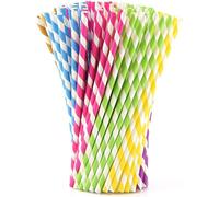 Paille en papier biodégradable Paille jetable Décoration de paille à boire pour anniversaire, mariage, Noël, fête de bébé, célébration, fête, etc. (100 pièces / set)