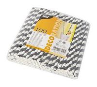 Paille en papier 'Stripes', 200 mm, noir/blanc