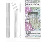 Paille en verre BURI 20cm avec brosse de nettoyage 5 pcs réutilisables Tubes à boire Paille