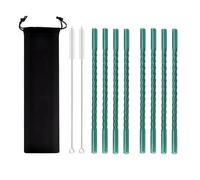 Paille En Verre Lot de 11 pailles en verre réutilisables for cocktails, smoothies, accessoires de bar Pour Le Café Et Les Cocktails(Light Green)