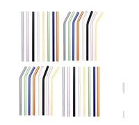 Paille En Verre Lot de 50 pailles en verre réutilisables de 8 mm for cocktails, boissons, milkshakes, thé, smoothies, jus Pour Le Café Et Les Cocktails(Mixed Color)