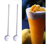 Paille Inox 10pcs / emballage acier inoxydable forme ronde en métal buvette cuillère cuillère paille réutilisable pailles cuillères cocktail set cuillères cocktail filtre sertie de filtres Paille Reut