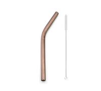 Paille Inox 2pcs Reusable Drinking Straw Stainless Steel 12mm Wide Metal Straws Set Milkshake Bubble Tea(Rosegold Bent)