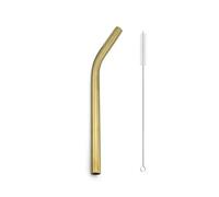 Paille Inox 2pcs Reusable Drinking Straw Stainless Steel 12mm Wide Metal Straws Set Milkshake Bubble Tea(Gold Bent)