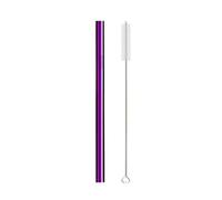 Paille Inox 2pcs Reusable Drinking Straw Stainless Steel 12mm Wide Metal Straws Set Milkshake Bubble Tea(Purple Straight)