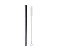 Paille Inox 2pcs Reusable Drinking Straw Stainless Steel Straw 12mm Wide Metal Straws Set Milkshake Bubble Tea Straw(Black Straight)