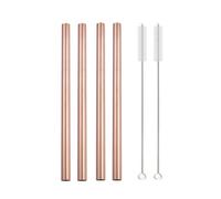 Paille Inox 4Pcs 12mm Reusable Metal Straws With 2 Brush Stainless Steel Straws Set Bar Drinking Bent Straw(Rosegold A)