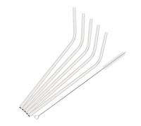 Paille Inox 6 * 215mm 6Pcs Reusable Metal Straws Set Stainless Steel Drinking Straw Cocktail Party Favor Bar Accessory(Sliver)