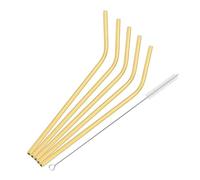 Paille Inox 6 * 215mm 6Pcs Reusable Metal Straws Set Stainless Steel Drinking Straw Cocktail Party Favor Bar Accessory(Gold)