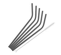 Paille Inox 6 * 215mm 6Pcs Reusable Metal Straws Set Stainless Steel Drinking Straw Cocktail Party Favor Bar Accessory(Black)
