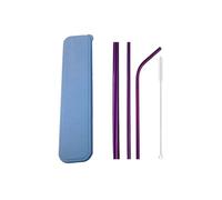Paille Inox Colorful 304 Stainless Steel Straws Set Box Reusable Milkshake Drinking Straw Metal Straw With Cleaner Brush(Purple)