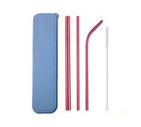 Paille Inox Colorful 304 Stainless Steel Straws Set Box Reusable Milkshake Drinking Straw Metal With Cleaner Brush(Red)