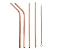 Paille Inox Colorful Stainless Steel Drinking Straws Straight and Bent Reusable Filter With Brush DIY Tea Coffee Tools Party Bar Accessories pour jus et boissons(AB-4Pcs-RG)