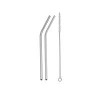 Paille Inox Colorful Stainless Steel Drinking Straws Straight and Bent Reusable Filter With Brush DIY Tea Coffee Tools Party Bar Accessories pour jus et boissons(A-2Pcs-S)