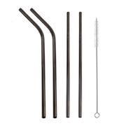 Paille Inox Colorful Stainless Steel Drinking Straws Straight and Bent Reusable Filter With Brush DIY Tea Coffee Tools Party Bar Accessories pour jus et boissons(AB-4Pcs-B)