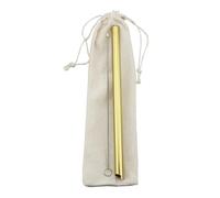 Paille Inox Ensemble de pailles réutilisables en métal 12 mm large, acier inoxydable 304 avec brosse nettoyage pour les smoothies(Gold Set)