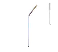 Paille Inox Lot de 100 pailles métalliques réutilisables en acier inoxydable 304, colorées, for boissons de bar et de fête(Rainbow Bent)